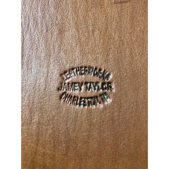 Leather Golf Scorecard Wallet Jamey Taylor Tooled with Clips for Golf Cart Visor - Picture 3 of 7